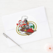 サンタクロースは蒸気機関車に乗ります ラウンドシール (封筒)