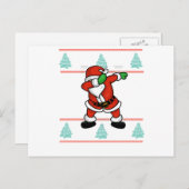 サンタクロースは醜いクリスマスTシャツを踊る シーズンポストカード (正面/裏面)