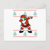 サンタクロースは醜いクリスマスTシャツを踊る シーズンポストカード (正面)
