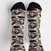 サンタクロースは雪の世界のクリスマスにおもしろい留まる ソックス (上部)