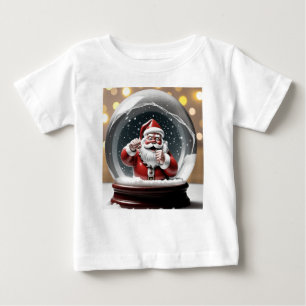 サンタクロースは雪の世界のクリスマスにおもしろい留まる ベビーTシャツ