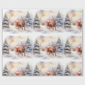 サンタクロースは雪の多い不思議の国で贈り物をする ラッピングペーパー (フラット)