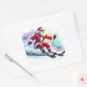 サンタクロースは雪山をスキーで楽しむ スクエアシール (封筒)