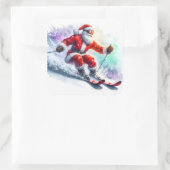 サンタクロースは雪山をスキーで楽しむ スクエアシール (バッグ)