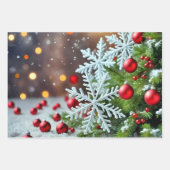 サンタクロースは雪景色の中で元気よく立っている。 ラッピングペーパーシート (正面2)