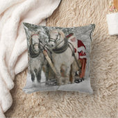 サンタクロースは馬のそりにのっている クッション (ブランケット)