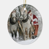 サンタクロースは馬のそりにのっている セラミックオーナメント (左)