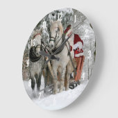 サンタクロースは馬のそりにのっている ラージ壁時計 (傾斜)
