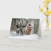 サンタクロースは馬のそりを運転する カード (黄色い花)