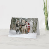 サンタクロースは馬のそりを運転する カード (正面)