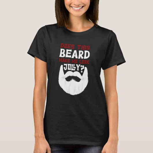 サンタクロースひげの小妖精や小人トナカイのジョーク Tシャツ (正面)