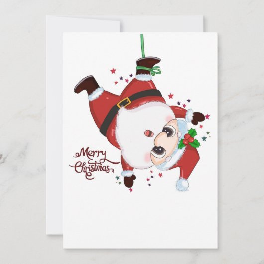 サンタクロースぶら下がったの上下逆 シーズンカード (正面)