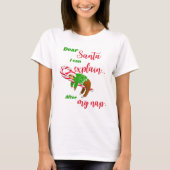 サンタクロースへのお願い ナマケモノ クリスマスの昼寝 キャンディケイン Tシャツ (正面)