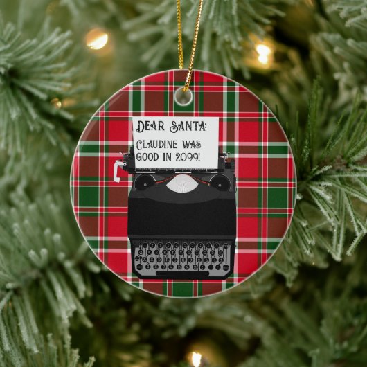 サンタクロースへのタイプライター セラミックオーナメント (ツリー)