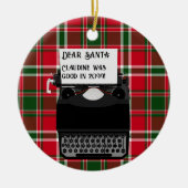 サンタクロースへのタイプライター セラミックオーナメント (正面)