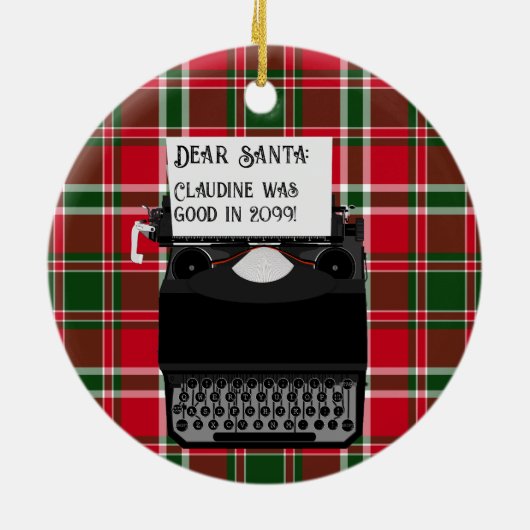 サンタクロースへのタイプライター セラミックオーナメント (裏面)