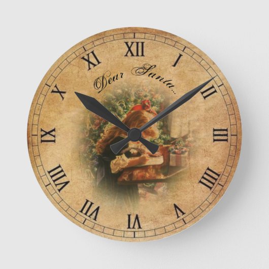 サンタクロースへのヴィンテージ ラウンド壁時計 (正面)