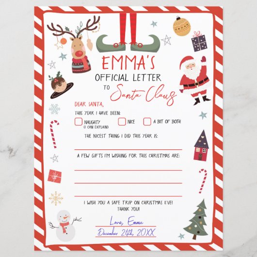 サンタクロースへの公式レターのクリスマスイブメール (正面)