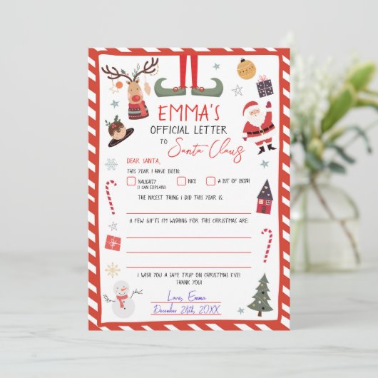 サンタクロースへの公式レターのクリスマスイブメール 招待状 (スタンド正面)