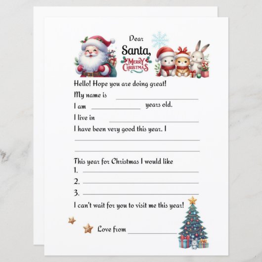 サンタクロースへの手紙 (正面/裏面)