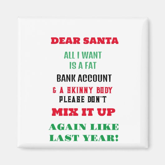 サンタクロースへの挨拶と願い マグネット (正面)