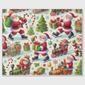 サンタクロースよくはしゃぐがポーズをお洒落取る ラッピングペーパー (フラット)