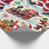 サンタクロースよくはしゃぐがポーズをお洒落取る ラッピングペーパー (角)