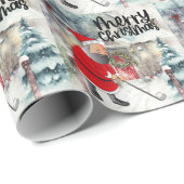 サンタクロースをゴルファーに迎えるゴルフのメリークリスマス ラッピングペーパー (ロールコーナー)