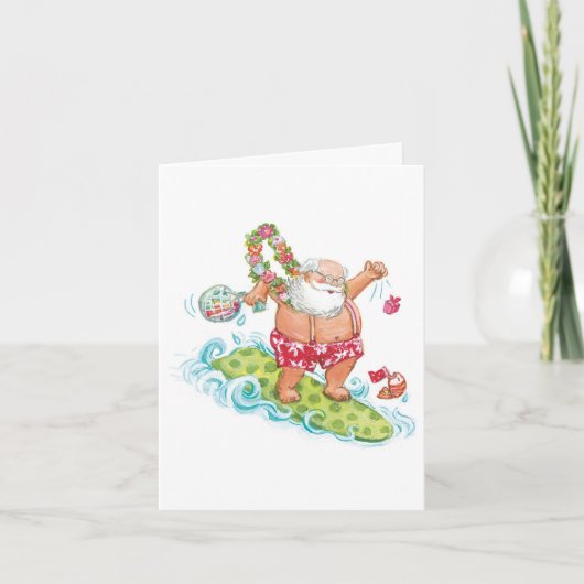 サンタクロースをサーフするヴィンテージのクリスマスの漫画 シーズンカード (正面)