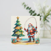 サンタクロースをテーマにしたクリスマス魚釣り シーズンカード (スタンド正面)