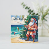 サンタクロースをテーマにしたクリスマス魚釣り シーズンカード (スタンド正面)