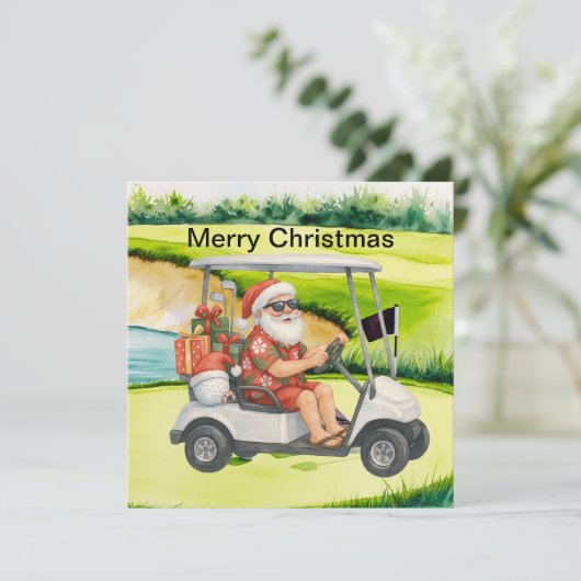 サンタクロースをテーマにしたゴルフクリスマス シーズンカード (スタンド正面)