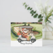 サンタクロースをテーマにしたゴルフクリスマス シーズンポストカード (スタンド正面)