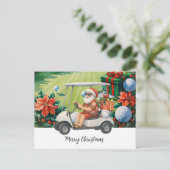 サンタクロースをテーマにしたゴルフクリスマス シーズンポストカード (スタンド正面)