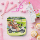 サンタクロースをテーマにしたゴルフクリスマス ペーパープレート (パーティー)