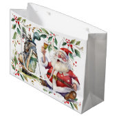 サンタクロースをテーマにしたゴルフクリスマス ラージペーパーバッグ (正面アングル)