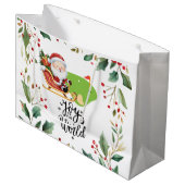 サンタクロースをテーマにしたゴルフクリスマス ラージペーパーバッグ (正面アングル)