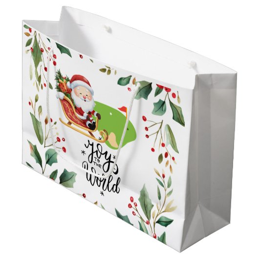 サンタクロースをテーマにしたゴルフクリスマス ラージペーパーバッグ (正面アングル)