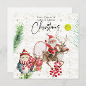 サンタクロースをテーマにしたテニスクリスマス シーズンカード (正面/裏面)