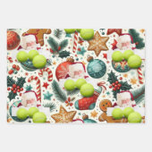 サンタクロースをテーマにしたテニスクリスマス ラッピングペーパーシート (正面3)