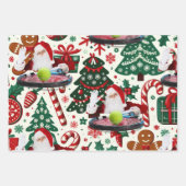 サンタクロースをテーマにしたテニスクリスマス ラッピングペーパーシート (正面2)