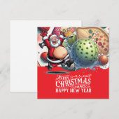 サンタクロースをテーマにしたピックボール・クリスマス シーズンカード (正面/裏面)