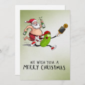 サンタクロースをテーマにしたピックボール・クリスマス シーズンカード (正面/裏面)