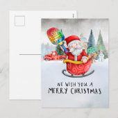 サンタクロースをテーマにしたピックボール・クリスマス シーズンポストカード (正面/裏面)