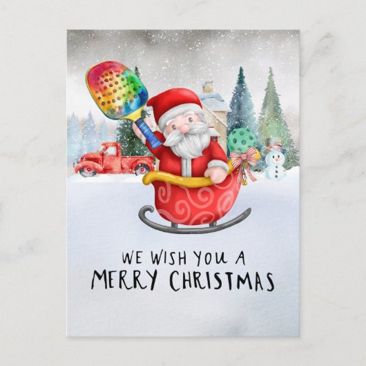 サンタクロースをテーマにしたピックボール・クリスマス シーズンポストカード (正面)