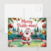 サンタクロースをテーマにしたピックボール・クリスマス シーズンポストカード (正面/裏面)