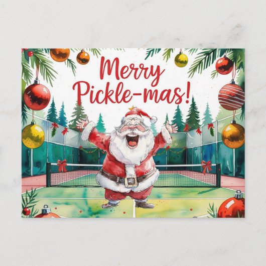 サンタクロースをテーマにしたピックボール・クリスマス シーズンポストカード (正面)
