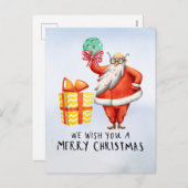 サンタクロースをテーマにしたピックボール・クリスマス シーズンポストカード (正面/裏面)
