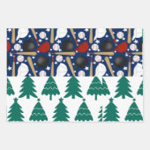 サンタクロースをテーマにした野球のクリスマス ラッピングペーパーシート (正面3)