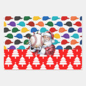 サンタクロースをテーマにした野球のクリスマス ラッピングペーパーシート (正面)